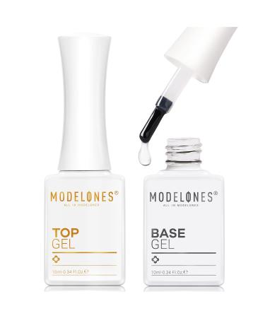 Modelones No Wipe Gel Top and Base Coat Set 2Pcs 10 ml, Clear Shine Finish Long lasting Gel Top Coat Base Coat for Gel Nail Polish Soak Off U V/LED Top Coat Gel Nail Polish for Home DIY & Salon color4 - Buy Online on GoSupps.com