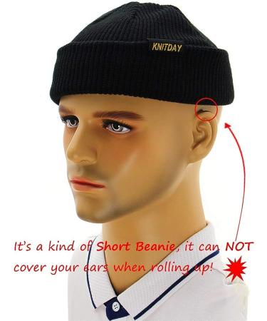KNITDAY Fisherman Beanie Trawler Sailor Skullcap Knit Short Hat - Unisex Black - Buy Online on GoSupps.com
