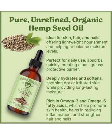 Natural Born Oils Hemp Seed Oil 4oz - Organic Cold-Pressed High in Vitamins & Minerals for Skin and Hair Revitalization - Buy Online on GoSupps.com