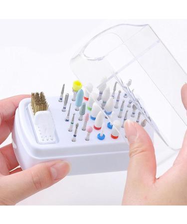 Nail Drill Bit Holder | 2 in 1 Nail Drill Bit Set & Holder - Anti-Splash Nail Bit Case 2 Brushes Included for Home Salon Use - Buy Online on GoSupps.com