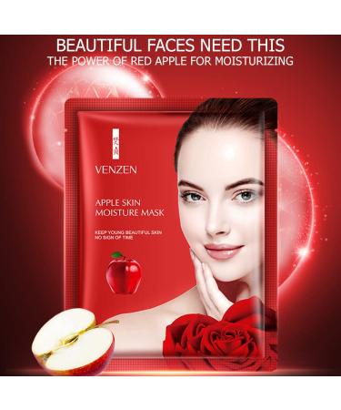 VENZEN Red Apple Skin Moisture Face Mask - Hyaluronic Acid 10 Pack (25g Each) | Refreshing Facial Care for Hydration & Replenishment - Buy Online on GoSupps.com