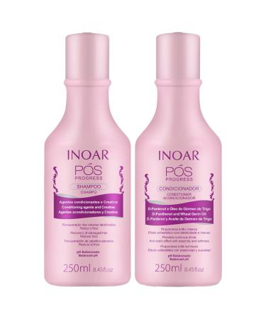 INOAR POS Progress Shampoo & Conditioner Kit Keratin Treatment Strengthen Hair Healthy Soft Smooth Hair Anti-Frizz Hair Repair Vegan Hair Products for Men and Women (8.45 oz. each)