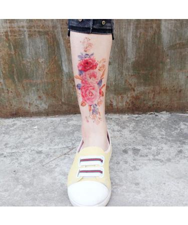 Oottati 8 Sheets Pink Flower Rose Waterproof Temporary Tattoo Stickers | Stylish & Long-Lasting Arm Jewelry for Women - Buy Online on GoSupps.com