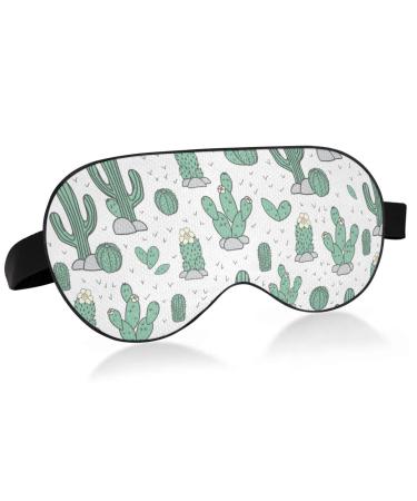 Haskirky Light Blocking Eye Mask Breathable and Adjustable Adult Men and Women Travel on Business Trips Yoga Meditation Light Smooth Comfortable Eye Mask Office Deep Sleep Goodies Cartoon Cactuses