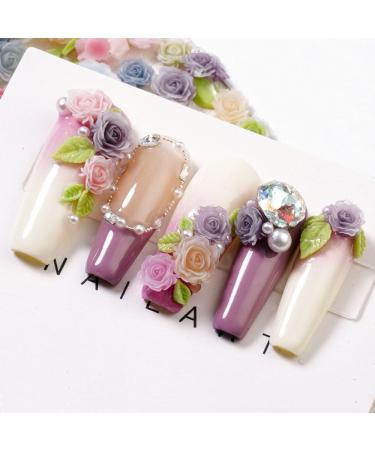 100pcs 3D Camellia Rose Flower Nail Art Charms | Colorful Resin Charms for Acrylic Nails & Nail Design - Buy Online on GoSupps.com