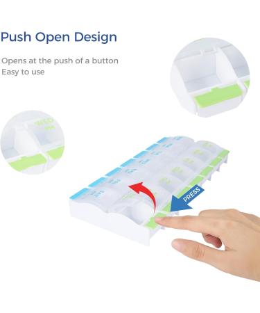 BYVOV AM PM 7 Day Pill Organizer - Large Weekly Travel Case for Vitamins Supplements & Medications - Twice a Day Medication Reminders - Buy Online on GoSupps.com
