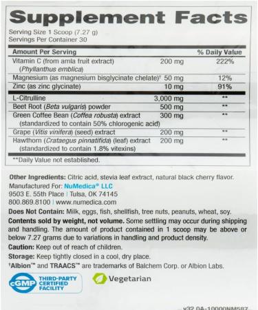 NuMedica NOVA Nitric Oxide Vascular Assist - 7.69 oz Natural Black Cherry Flavor | Boost Circulation & Enhance Performance for Men & Women - Buy Online on GoSupps.com