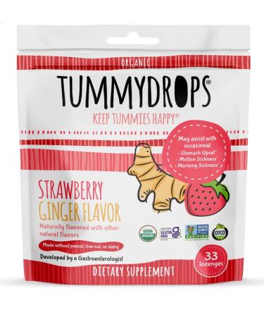 USDA Organic Strawberry Ginger Flavor Tummydrops, 33 lozenges