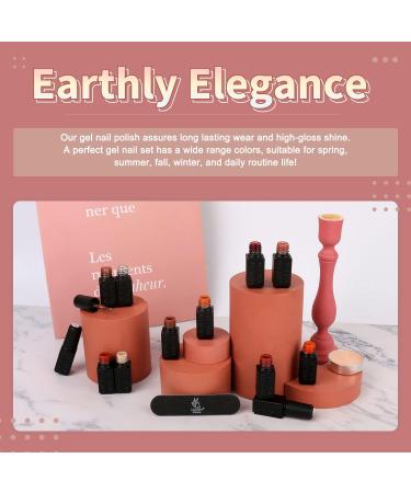 Lavender Violets 13-Piece Gel Nail Polish Kit with Earth Tone Glitter, Ruby Red, Shimmer Gold - UV/LED Soak Off, Base Coat, Matte Top Coat, Nail File - Manicure Starter Kit | Earthly Elegance-679 - Buy Online on GoSupps.com
