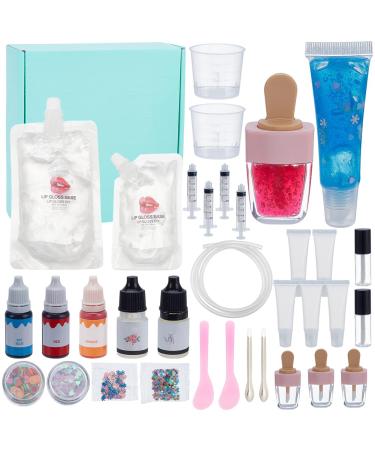 WEBEEDY DIY Lip Gloss Making Kit 30 Pieces DIY Lip Gloss Handmade Set with Moisturizing Lip Gloss Base Lip Gloss Tubes Lip Gloss Pigment for Adults Women DIY Makeup Set for Birthday
