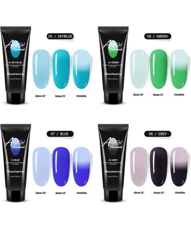 MKNZOME 15ml Poly Nail Gel Kit 8 Colors Builder Nail Gel Nail Polish Sets Glitter Nail Polish Temperature Color Changing Acrylic Extension for Starter DIY Salon Design Gifts for Women #023 - Buy Online on GoSupps.com