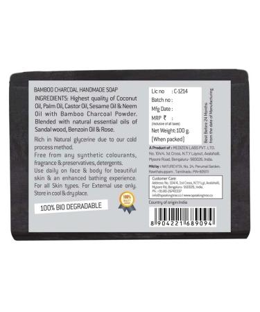 Speaking Tree Bamboo Charcoal Handmade Soap - Natural Deodorizing & Cleansing - Pack of 3 - Buy Online on GoSupps.com