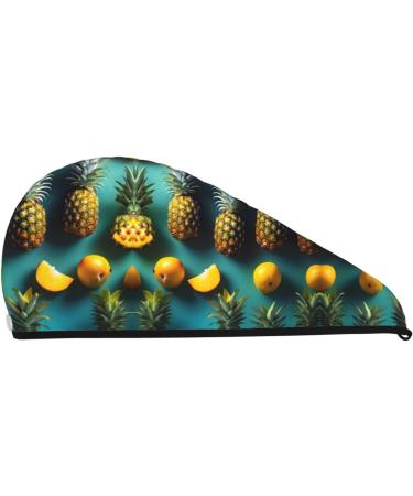 Tropical Fruit Pineapple Coral Velvet Dry Hair Cap | Ideal for Home Travel Pool Parties & More - Buy Online on GoSupps.com