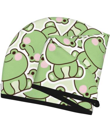 Cute Frog Microfiber Hair Towel | Soft & Super Absorbent Coral Velvet Wrap for Long Curly & Thick Hair - Quick Dry Cap for Women - Buy Online on GoSupps.com