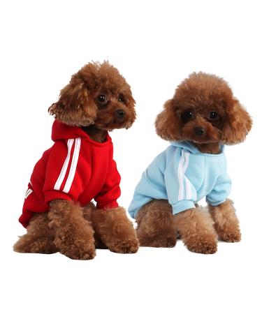 Fashion dog hoodie dog clothing streetwear pure cotton sweatshirt dog cat puppy small medium -sized fashion outfit (light blue/red s) light blue/red s