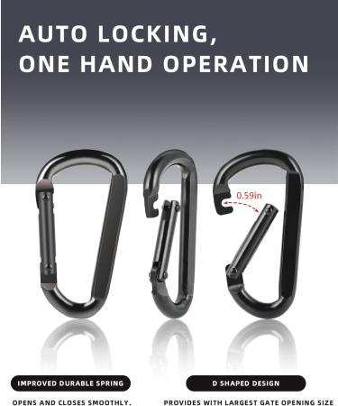DELSWIN Heavy Duty Carabiner Clip 900lbs - 3 D-Shaped Spring Hooks for Hammocks, Camping, Hiking - Black M8 (2pcs) - Buy Online on GoSupps.com