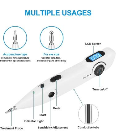 Rhorawill Electric Acupuncture Pencil - Rechargeable Pain Relief Laser Acupuncture Pen with 2 Massage Heads for Effective Acupoint Therapy - Buy Online on GoSupps.com