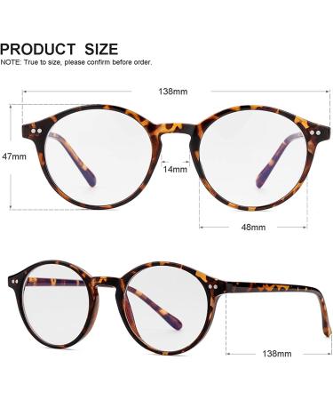 Gleyemor Vintage Round Frame Blue Light Glasses in Tortoise - Unisex Computer Eyeglasses 48mm - Buy Online on GoSupps.com