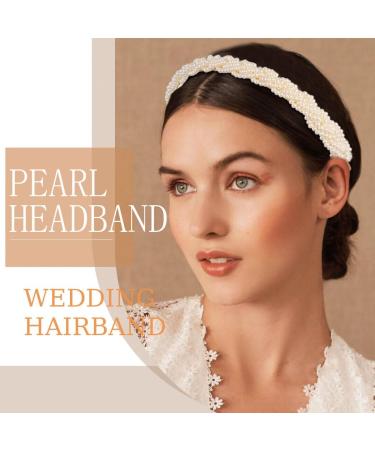 Goresory White Pearl Headbands Bridal Headband Bling Faux Pearl Hairbands Wedding Hair Accessories for Women and Girls - Buy Online on GoSupps.com