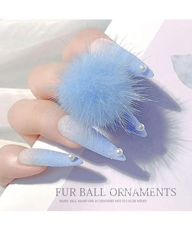 Nail Pom Ball 3D Detachable Nail Poms Charm Faux With Removable Base For Nail Art Design Nail Tip Decor Acrylic Nail Art Accessories Kit - Buy Online on GoSupps.com