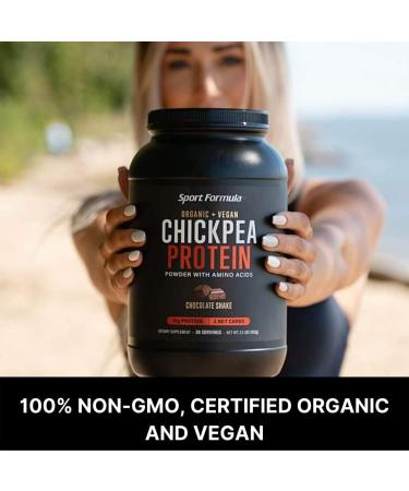 Organic Vegan Chickpea Protein Powder - All-Natural Chocolate Flavor 21g Protein & Only 2 Net Carbs | Sport Formula - Buy Online on GoSupps.com