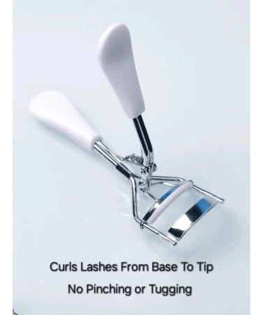Eyelash Curler with Silicone Pad Stainless Steel Ergonomic Handles Strong Grip Long Lasting Perfect Curls & Lash Lifting Enlarges Eye Shape for All Eye Types Pro Makeup Tool for Women & Girls (White) - Buy Online on GoSupps.com