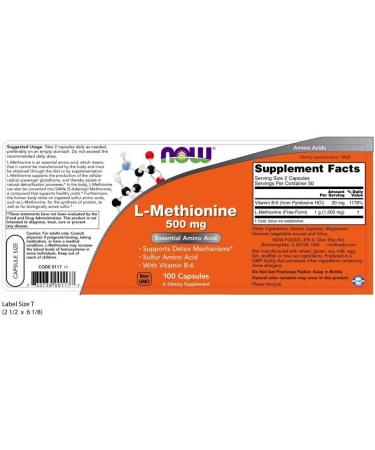 Now Foods L-Methionine 500 mg â€“ 100 Capsules | Supports Liver Health & Antioxidant - Buy Online on GoSupps.com
