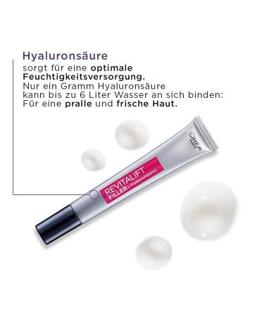 L'Or al Paris Hyaluron Eye Care | Revitalift Filler Anti-Aging Eye Cream with Hyaluronic Acid | 2 x 15 ml | Double Applicator Tip - Shop Internationally! - Buy Online on GoSupps.com