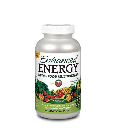 KAL Enhanced Energy Multivitamin | Whole Food Based Vitamins & Minerals w/ Antioxidants Digestive Enzymes & Natural Carotenoids | 180 Capsules 180 Count (Pack of 1) - Buy Online on GoSupps.com