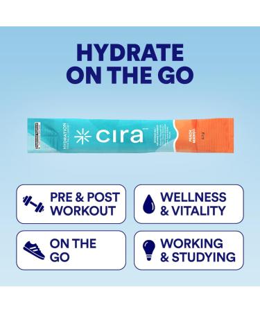 Cira Hydration Stick Packs Electrolyte Powder & Drink Mix for On-The-Go Dehydration Relief & Recovery - Peach Mango 20 Servings - Buy Online on GoSupps.com