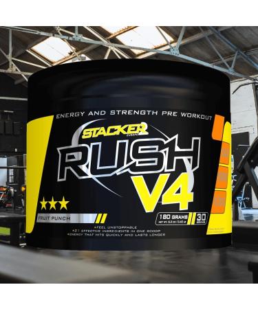 Stacker2 Rush V4 PreWorkout Booster Trainingsbooster Bodybuilding 30 serves Fruit Punch 180g - Buy Online on GoSupps.com