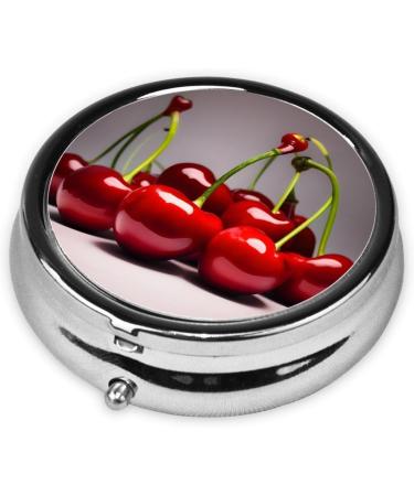 Chilean Cherries Round Pill Box - 3 Compartment Travel Organizer for Purse & Pocket - Ideal for International Shipping - Buy Online on GoSupps.com