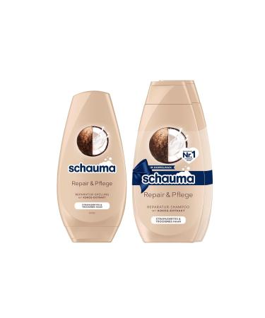 Schauma Repairing Shampoo and Conditioner for Damaged and Dry Hair (1 x 250 ml) with Coconut Extract 2 Pack