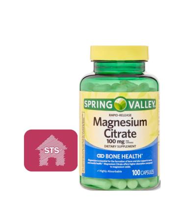 Spring Valley - Magnesium Citrate 100 mg Rapid-Release 100 Capsules + STS Sticker.