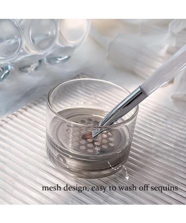 Premium Nail Art Brushes Cleaning Cup - Stainless Steel Mesh & Crystal Design for Glitter & Bead Pens | International Shipping Available - Buy Online on GoSupps.com