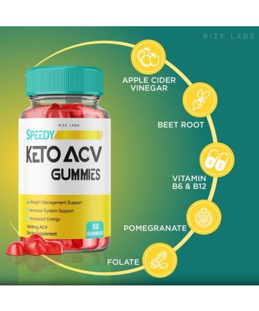 Speedy Keto ACV Gummies for Advanced Weight Loss - 60 Count Pack - Shark Tank Belly Fat Supplement with Apple Cider Vinegar - Extra Strength Gomitas - Buy Online on GoSupps.com
