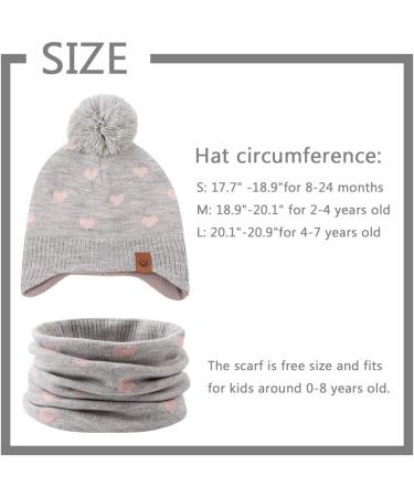 XIAOHAWANG Knitted Baby Hat with Fleece Lining, Pompom & Scarf - Gray, 4-7 Years - Buy Online on GoSupps.com