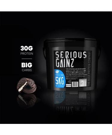 Serious Gainz Whey Protein Powder 5kg - Weight Gain Mass Gainer - 30g Protein - Cookie & Cream Flavor | The Bulk Protein Company - Buy Online on GoSupps.com