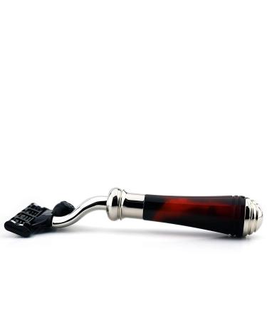 Tortoise Shell Effect Razor - Lightweight Mini Handle with Triangular Cartridge | Perfect Shave & Stainless Steel Holder - Shop Internationally - Buy Online on GoSupps.com