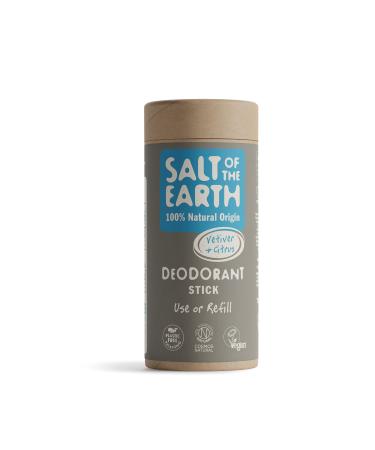 Salt Of the Earth Natural Deodorant Stick Refill Vetiver & Citrus Vegan Long Lasting Protection Leaping Bunny Approved Made in The UK 75 g