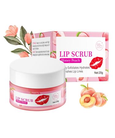 Honey Peach Lip Scrub Exfoliator 20g Natural Lip Exfoliator Scrub Hydrates and Softens Lips Dilutes Lip Lines Brightens Lip Care