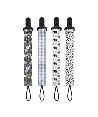Pingfen 4pcs/pack Baby Pacifier Clip Pacifier Holder Washable with Beautiful Patterns for Baby Boys Girls