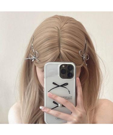 Simple and Elegant Hair Clip Accessory Contemporary Hairpin with an Attractive Heart Stylish Hairpin with Bowknot Charm Silver - Buy Online on GoSupps.com