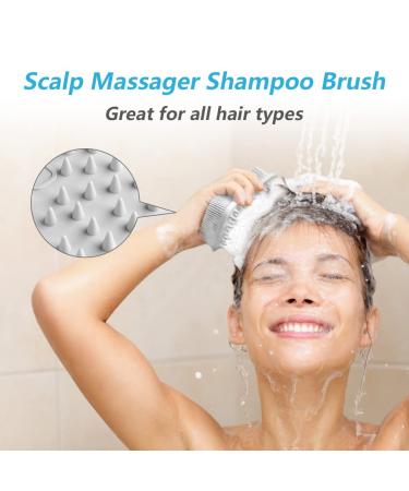 Exfoliating Silicone Body Scrubber and Hair Scalp Massager - 2-in-1 Bath Brush for Men, Women, and Babies - Gentle Skin Care - Easy to Clean - Lathers Nicely - Hygienic - Gray - Buy Online on GoSupps.com