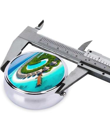 Maldives Scenery Round Pill Box | 3 Compartment Travel Organizer | Portable Pill Box for International Shipping - Buy Online on GoSupps.com