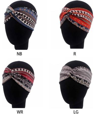 Lergo Women's Ethnic Cross Wide Headband - Twisted Elastic Burgundy | Stylish & Comfortable Headwear for All Occasions - Buy Online on GoSupps.com