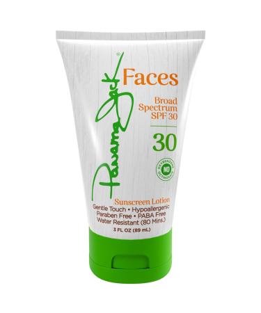 Panama Jack Faces Sunscreen Lotion - SPF 30 Broad Spectrum UVA/UVB Protection Hypoallergenic PABA Paraben & Gluten Free 3 FL OZ (Pack of 1) 1 Count (Pack of 1)