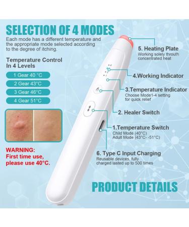 Acwoo Original Stitch Healer for Insect Bites - Instant Relief with Electronic Heat Pencil Anti-Itch Mosquito Pen - Buy Online on GoSupps.com