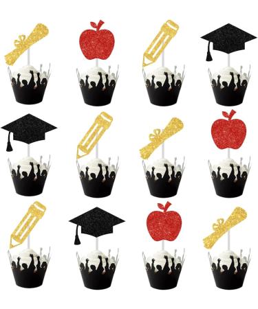 Congrats Grad Topper from Student to Teacher Graduation 25PCS Teacher Class of 2023 Cake Topper Graduate Party Cake Decor black and red Teacher Graduation Party - Buy Online on GoSupps.com