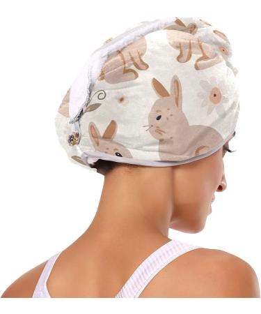 Rabbits Wildflowers Hair Towel 2 Pack - Super Absorbent Quick Dry Hair Turbans for Women & Girls - Buy Online on GoSupps.com